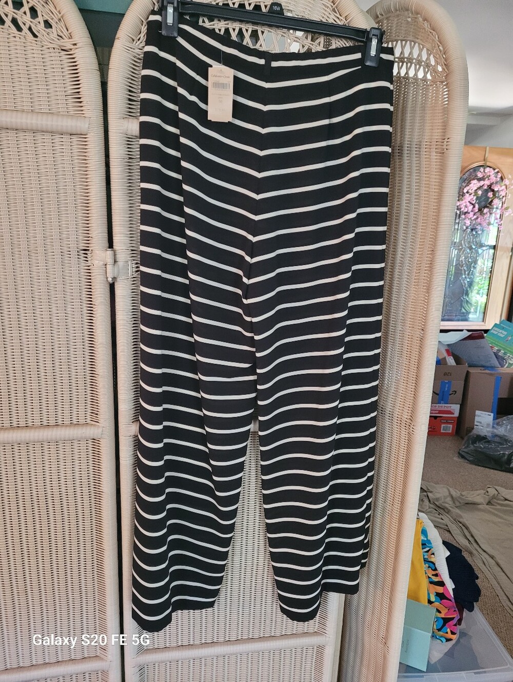 Coldwater Creek Black and White Striped Pull-on Pants
